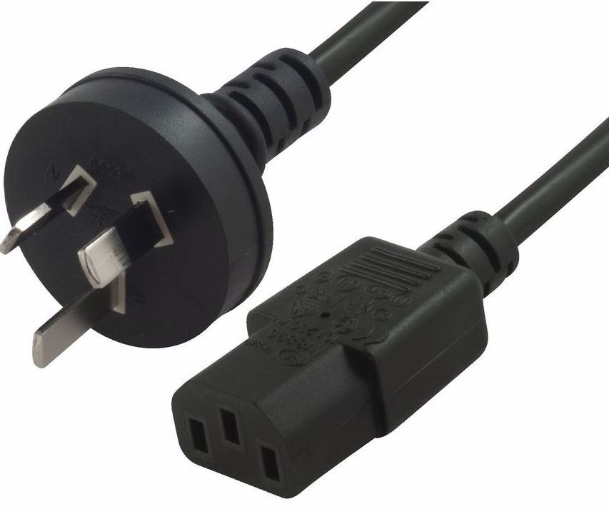 Cabac Hypertec Au Power Cable 2M - Male Wall 240V PC To Power Socket 3Pin To Ice 320-C13 For Notebook/ Ac Adapter Black Au Certified Retail Pack