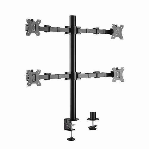 Brateck Quad Monitors Affordable Steel Articulating Monitor Arm Fit Most 17'-32' Monitors Up To 9KG Per Screen Vesa 75X75/100X100