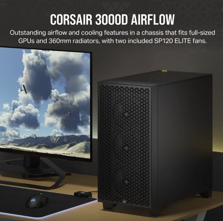 Corsair Cor Cas 3000D-Airflow-Tg-Black