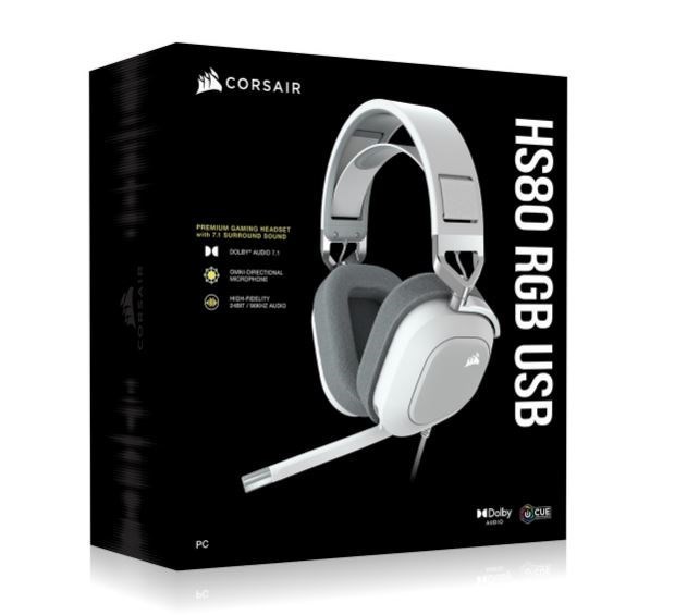 Corsair HS80 RGB Usb Headset, White - Ap