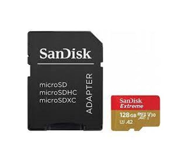 SanDisk Extreme microSDXC, Sqxaa 128GB, V30, U3, C10, A2, Uhs-I, 190MB/s R, 90MB/s W, 4X6, SD Adaptor, Lifetime Limited, Action Cam/Drone Sku