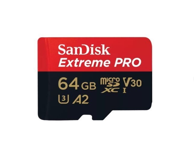SanDisk Extreme Pro microSDXC, Sqxcu 64GB, V30, U3, C10, A2, Uhs-I, 200MB/s R, 90MB/s W, 4X6, SD Adaptor, Lifetime Limited