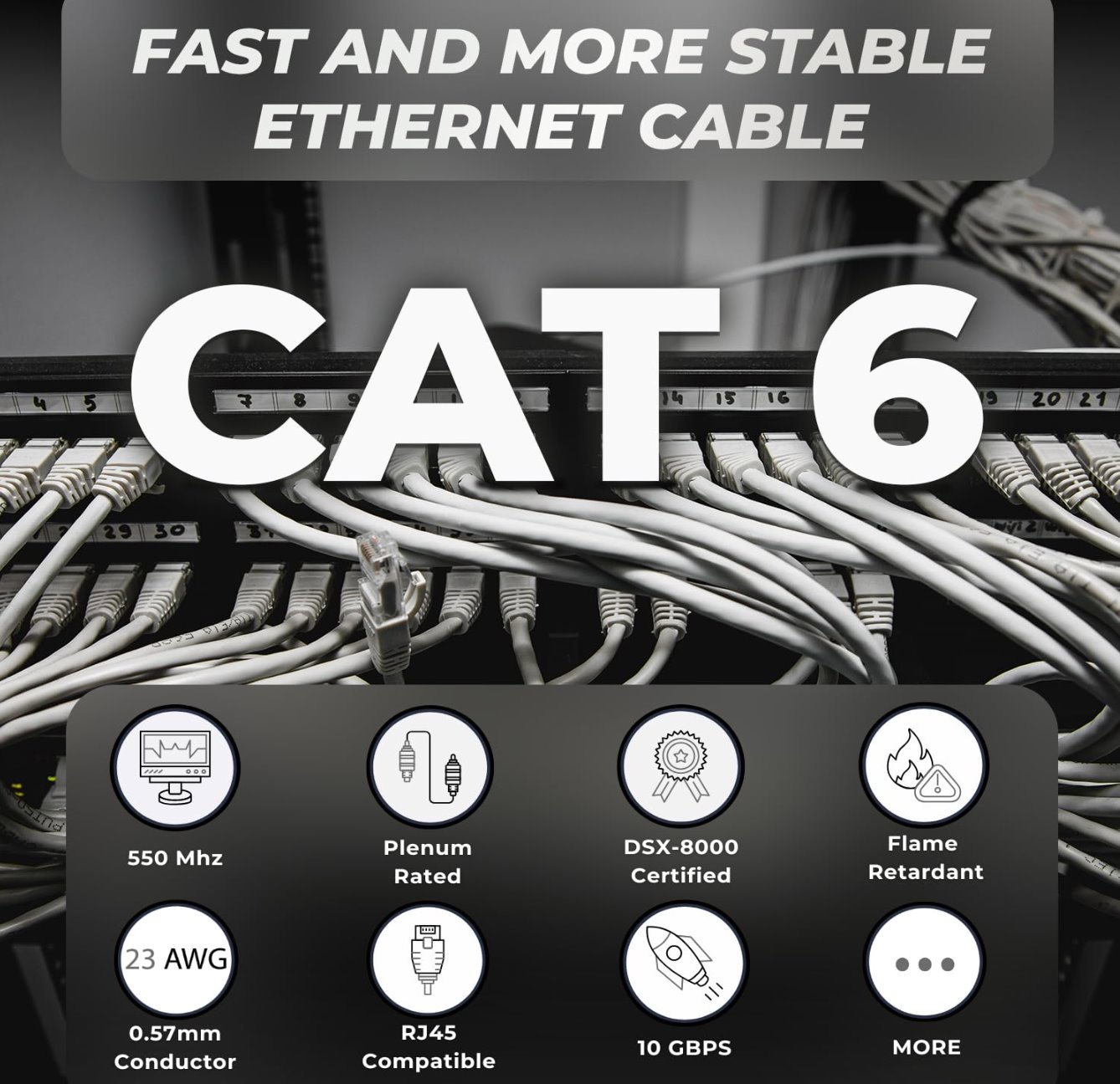 CAT6 Plenum (CMP) Cable 1000FT Cable MultiColor