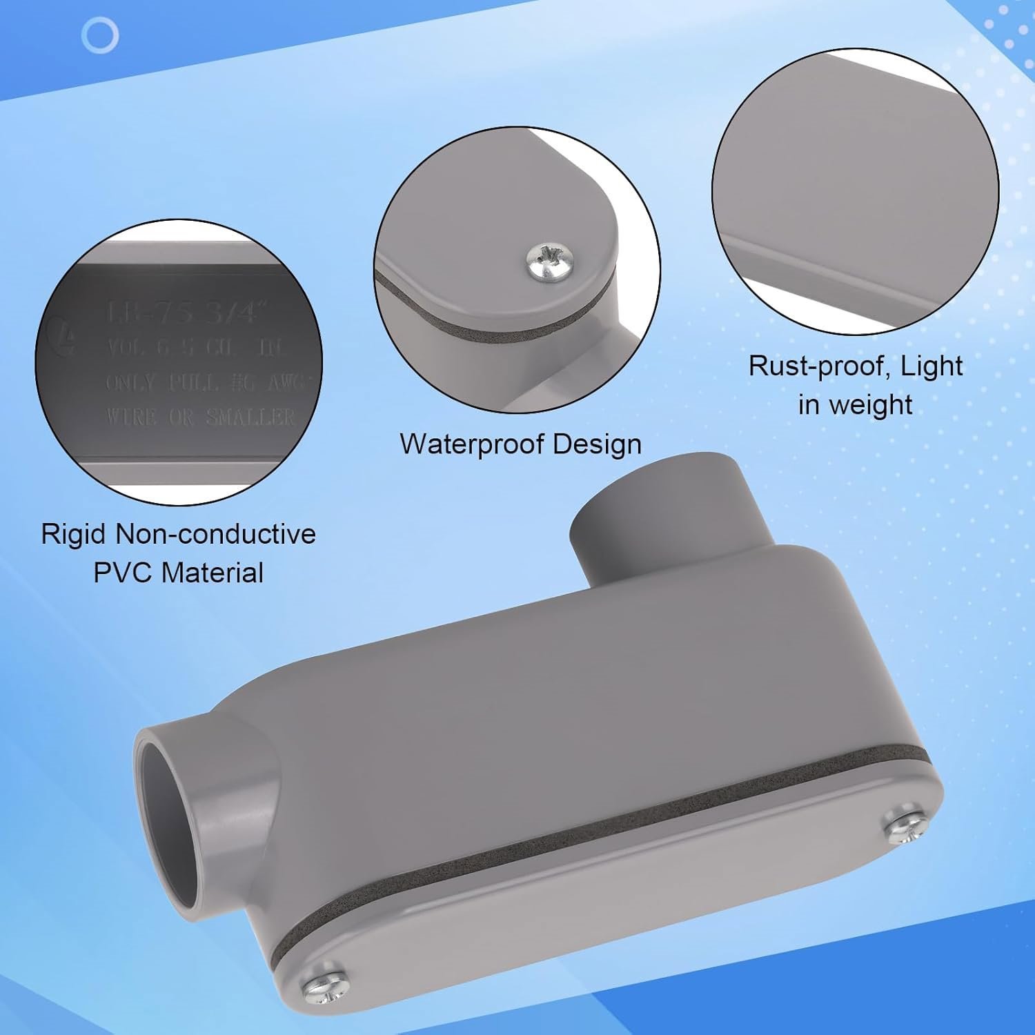 3/4 Inch Rigid PVC Conduit Body Type LB