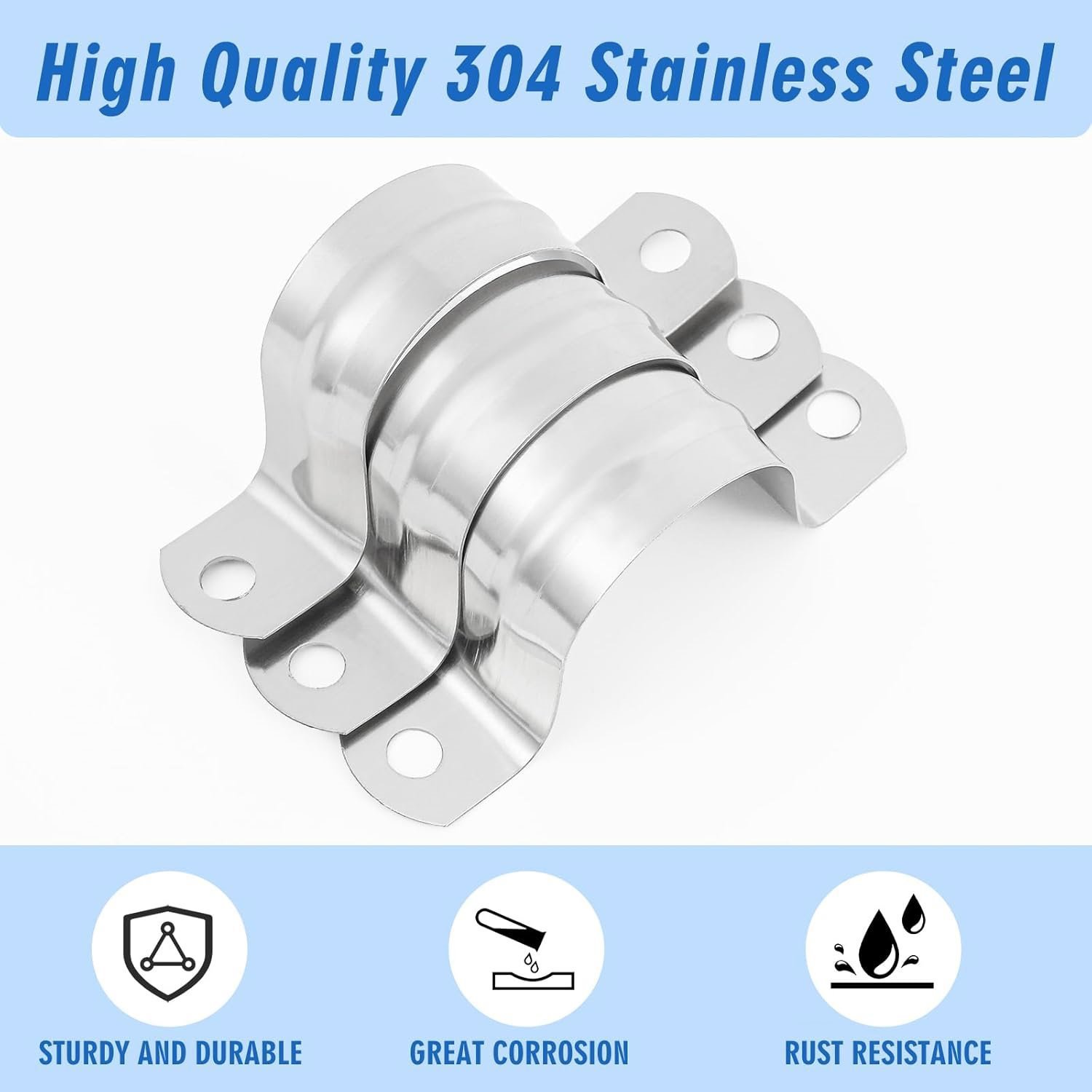100 Pcs 3/4 Inch Pipe Strap 304 Stainless Steel