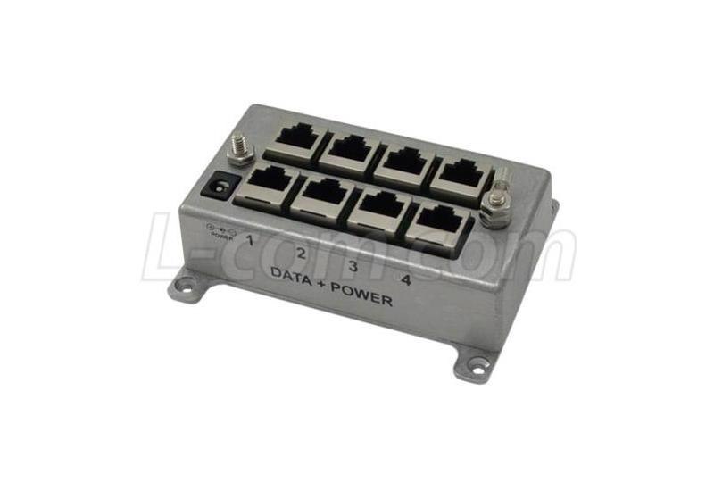 L-Com 4 Port Cat6 Passive Gigabit Midspan Injector