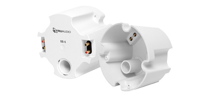 TruAudio White Abs Plastic Back Box. Gold Binding Posts. Fits Models: LC-6, CP-6.