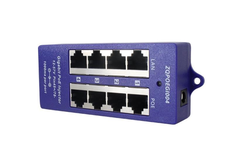 PoE World 4 Port Gigabit Shielded Passive 12-57V Midspan PoE Injector