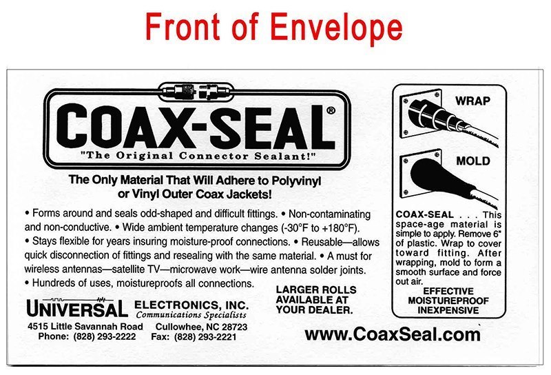 Universal Electronics Coax-Seal Hand Moldable Plastic Weatherproofing Strip
