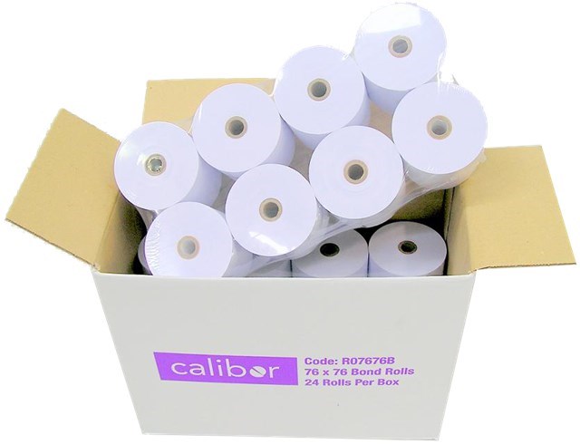 Unspecified Bond Plain Paper Rolls 76X76MM 1-Ply - Box Of 24