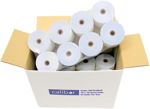 Unspecified Bond Plain Paper Rolls 76X76MM 2-Ply - Box Of 24