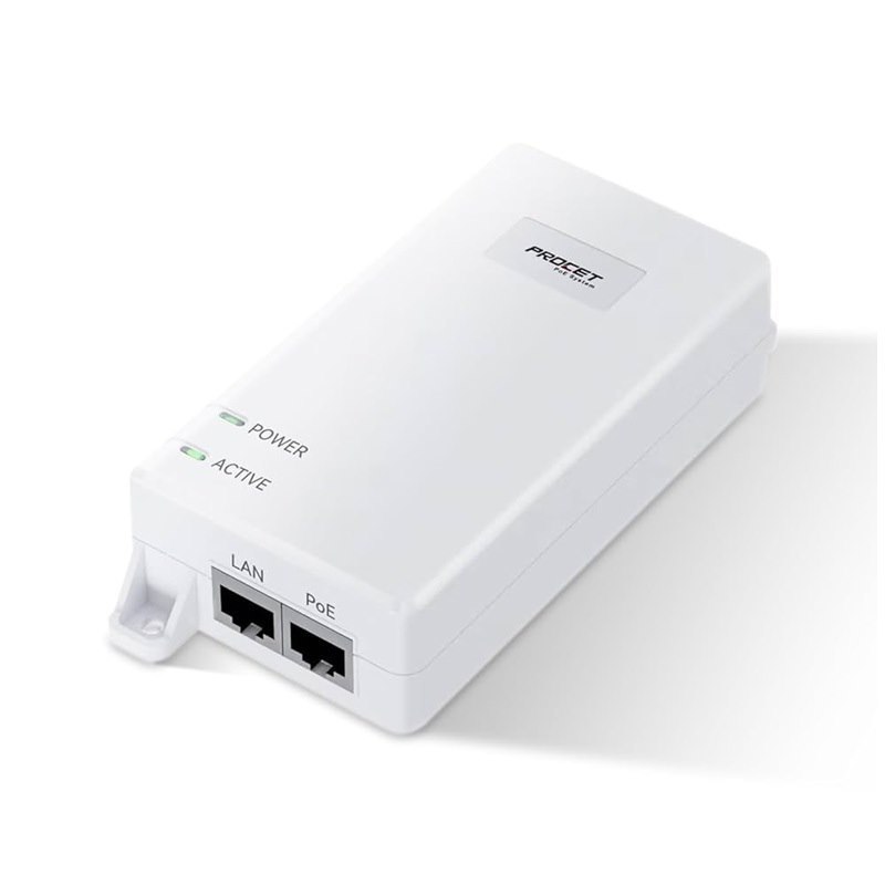 Procet PoE Systems Procet 55V DC 60 Watt 802.3BT PoE++ White Power Over Ethernet Injector