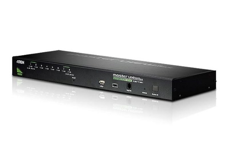Aten Rackmount KVM Switch 8 Port Vga Ps/2-Usb, 2X Custom KVM Cables Included, Broadcast Mode, Daisy Chainable For Up To 256 Devices