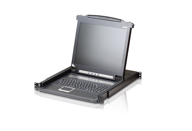Aten Rackmount Single Rail LCD Console Vga Ps/2-Usb W/ 19' LCD Display, 1X Custom KVM Cable Included, 1280X1024@75HZ Display, Led Illumination