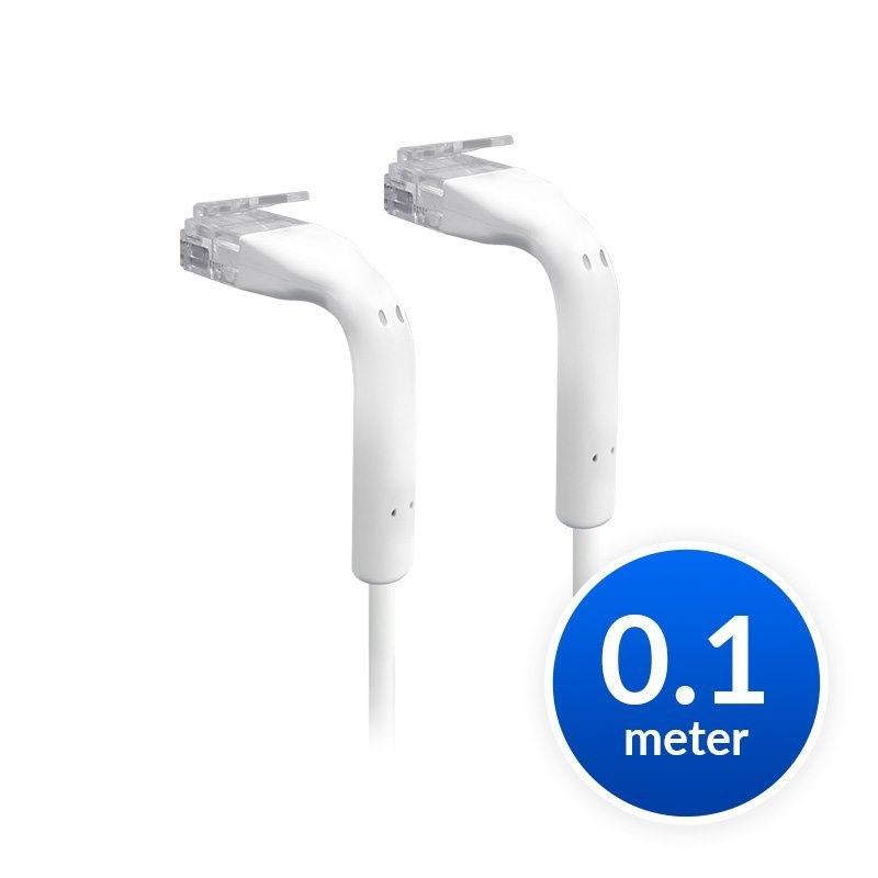 Ubiquiti UniFi Patch Cable Single Unit, 0.1M, White, Both End Bendable To 90 Degree, RJ45 Ethernet Cable, Cat6, Ultra-Thin 3MM Diameter, Incl 2Yr Warr