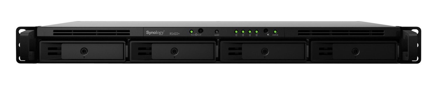 Synology RackStation RS422+ 4 Bay Amd Ryzen R1600 2GB DDR4 Ecc Hot Swappable 2xRJ-45 1GbE Port 1xUSB3.2 1xGen3x2 Net Work Slot 1U 3YR WTY