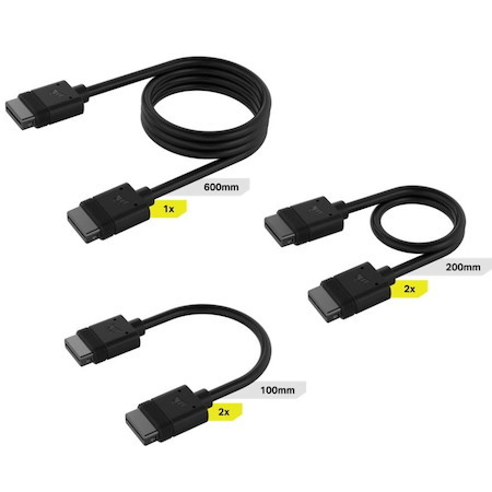 Corsair Icue Link Cable Kit - 100MM X 1, 200MM X 1, 600MM X 1 Black