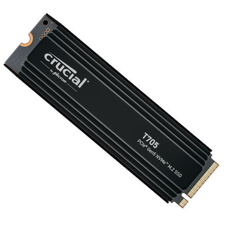 Crucial T705 2TB Gen5 NVMe SSD Heatsink - 14500/12700 MB/s R/W 1200TBW 1550K IOPs 1.5M HRS MTTF DirectStorage For Intel 14TH Gen & Amd Ryzen 7000