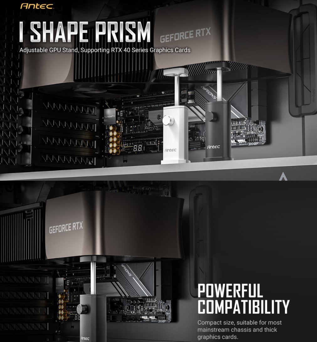 Antec Igpu, Vga Bracket Holder. Solid Construction & Durability - Black Aluminum Alloy Metal. Magnetic Non-Slip Base, Tool Free. Stable Rubber Pad Top