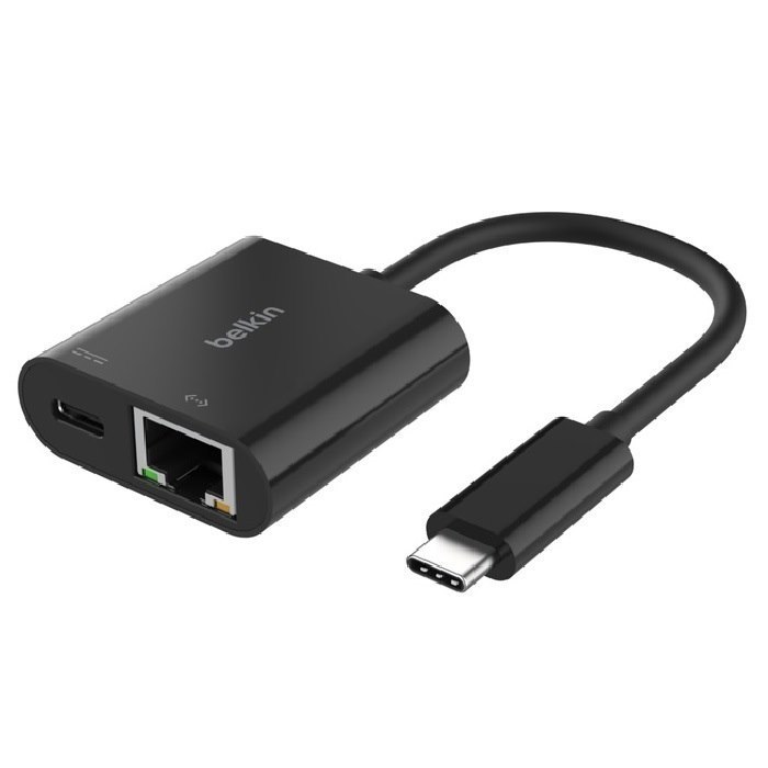 Belkin Adapter Usb-C To Gigabit Ethernet And Usb-C PD, 100W Pass Thru, 2 YR WTY