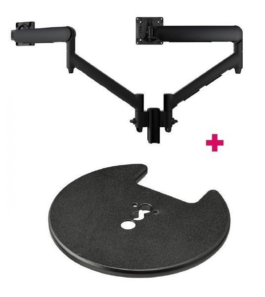 Atdec Awms-2-D13 Dual 690MM Dynamic Monitor Arms + 135MM Post / 8KG (17.6LB) Flat And Curved Screens + Grommet Clamp Desk Fixing, Black