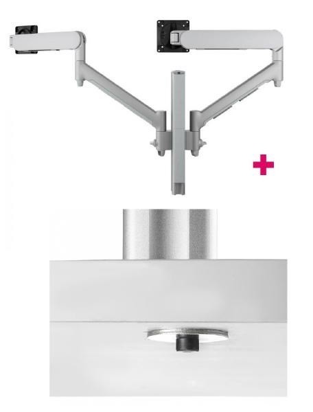 Atdec Awms-2-D40 Dual 690MM Dynamic Monitor Arms + 400MM Post / 8KG (17.6LB) Flat And Curved Screens + Bolt-Through Desk Fixing, Silver