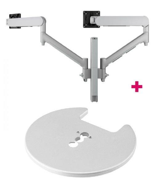 Atdec Awms-2-D40 Dual 690MM Dynamic Monitor Arms + 400MM Post / 8KG (17.6LB) Flat And Curved Screens + Grommet Clamp Desk Fixing, Silver