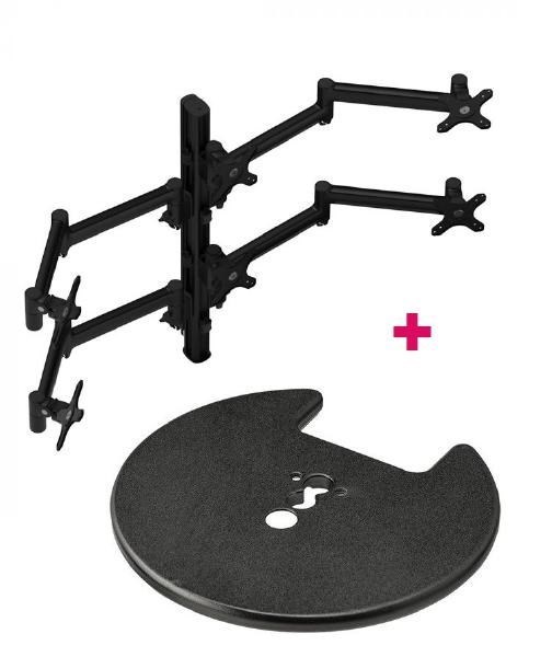 Atdec Awms-6-13717 Hex Monitor Mount + 750MM Post / 12KG (26.5LB) Flat Screens, 10KG (22LB) Curved Screens + Grommet Clamp Desk Fixing, Black