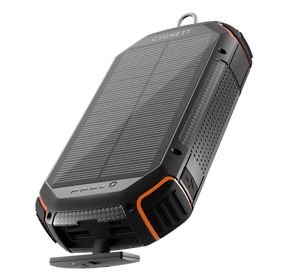 Cygnett ChargeUp OutBack 20K mAh Outdoor Solar Power Bank-Black(CY4412PBCHE),1xUSB-C(15W),2x Usb-A (12W),Dust & Waterproof,Flashlight,2 Years Warranty