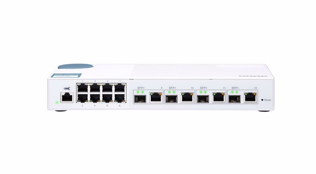Qnap QSW-M408-4C, 8 Port 1Gbps, 4 Port 10G SFP+/ Nbase-T Combo, Web Management Switch, 2 Years RTB