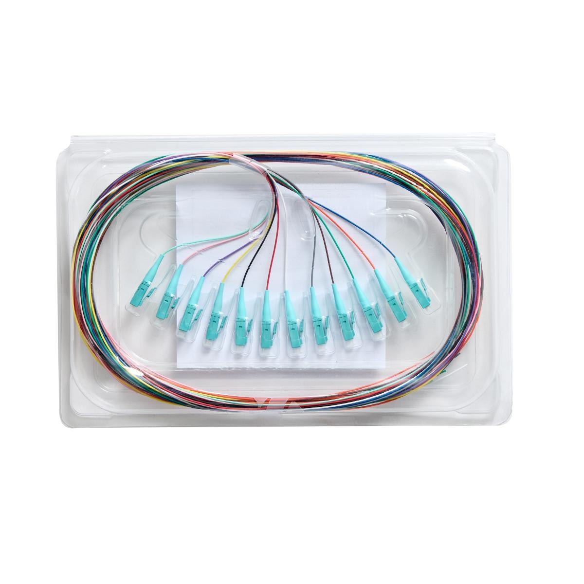 4Cabling Fibre Pigtail LC Om4 Multimode 2M - 12 Pack Rainbow - Aqua Connector | Backward Compatible With Om3