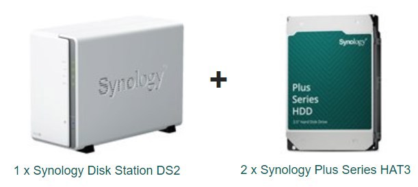 Synology DS223j 2 Bay Nas + 2PCS Synology 12TB