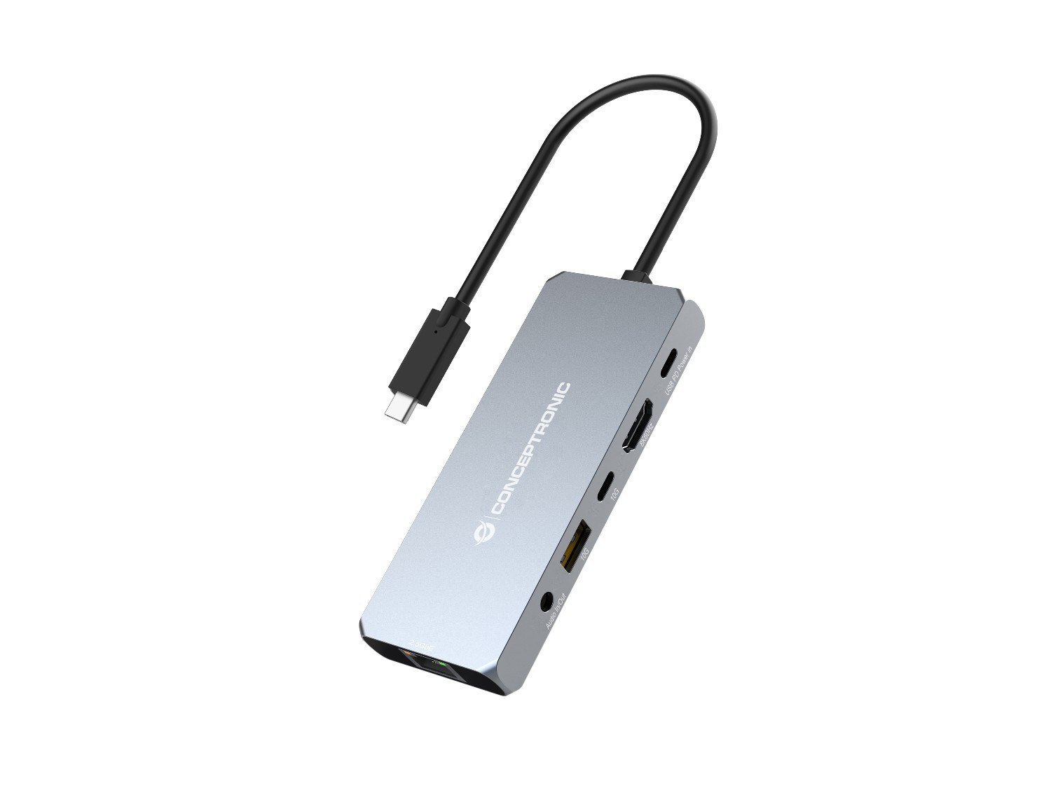 Level One Conceptronic Donn22g 6-In-1 Usb4 Docking Station; 40Gbps; 8K 60Hz Hdmi; 2.5GbE Lan; Usb-A 10Gbps; Usb-C 10Gbps; 100W Usb PD; Audio