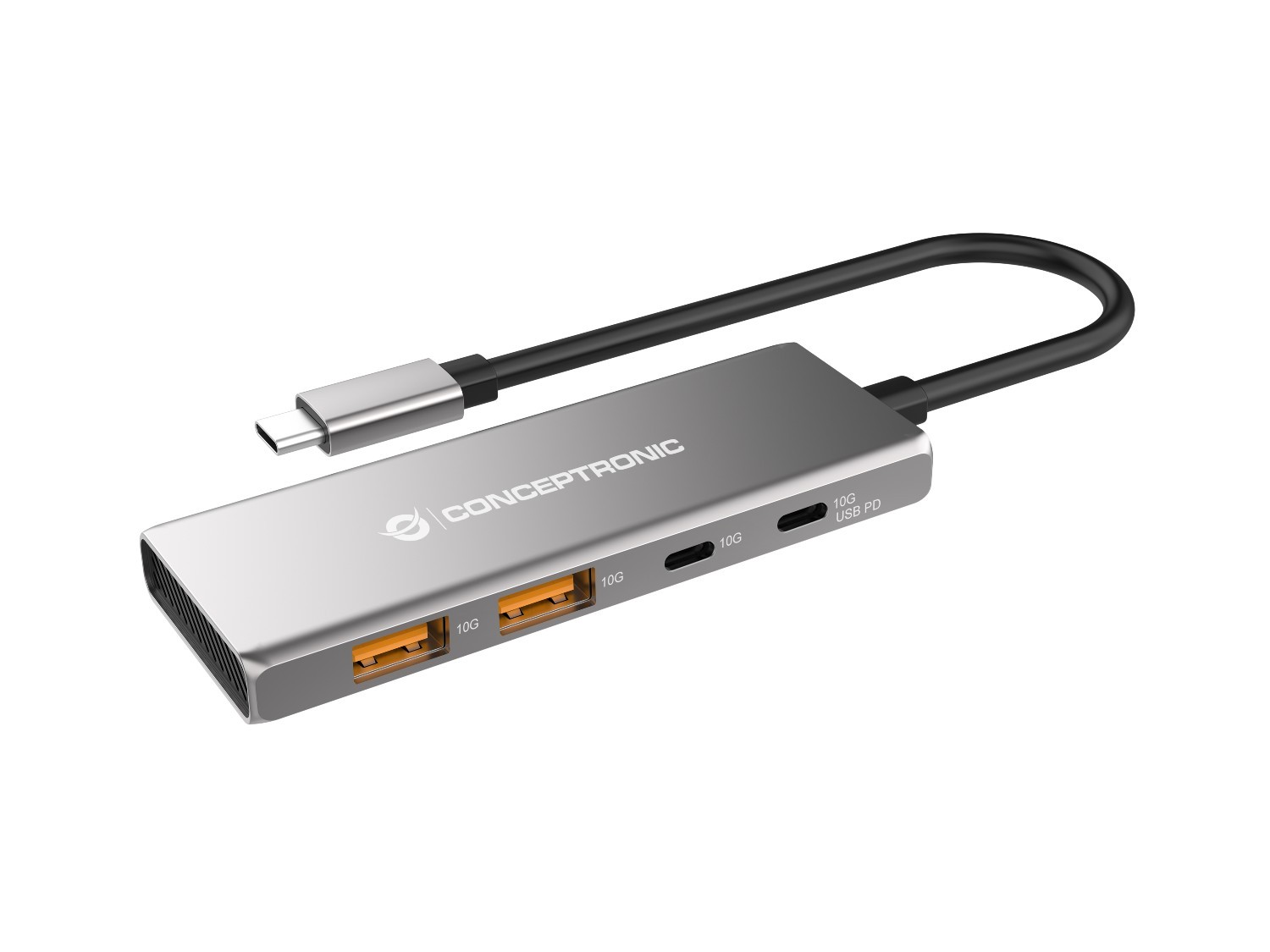 Level One Conceptronic Hubbies15g 4-Port Usb 3.2 Gen 2 Hub; 10Gbps; Usb-C X 2; Usb-A X 2; 100W Usb PD; Aluminum Case