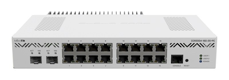 MikroTik CCR2004-16G-2S+PC Router With 16X Gigabit Ethernet Ports, 2x10G SFP+ And Passive Cooling