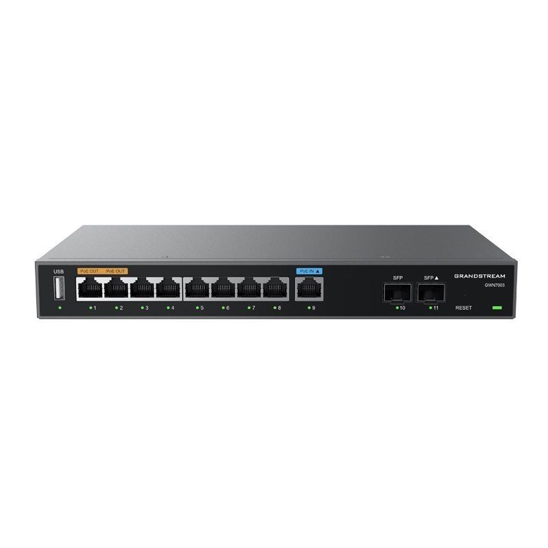 Grandstream GWN7003 Multi-WAN Gigabit VPN Router, 9 X GigE, 2 X SFP
