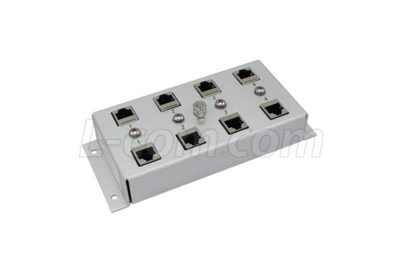 L-Com Cat6 4 Port 10/100/1000 Base-T Gas Tube Lightning Protector