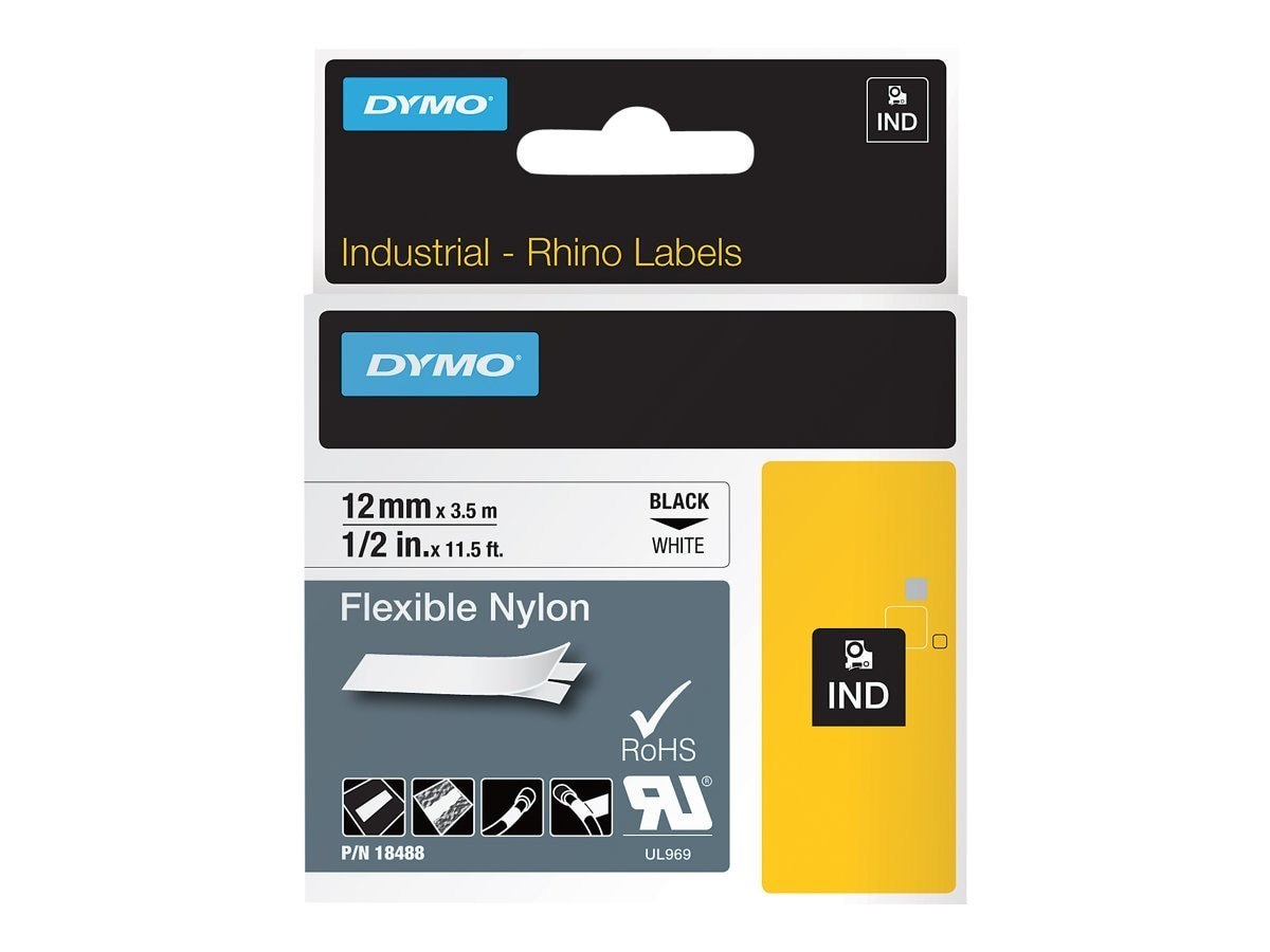 Dymo Rhinopro 1/2In White Flexible