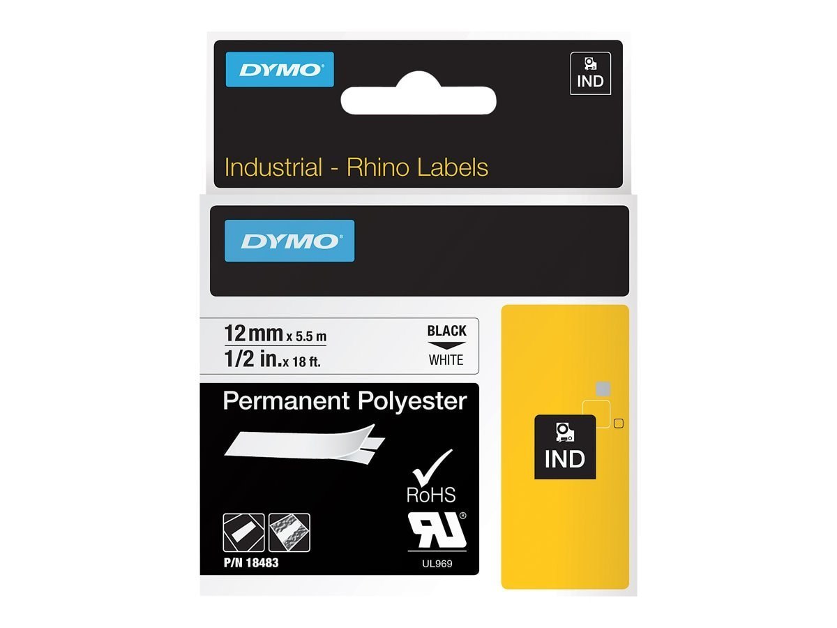 Dymo Rhinopro 1/2In White Permanent