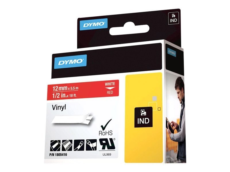Dymo 1/2In Red Vinyl Labels For