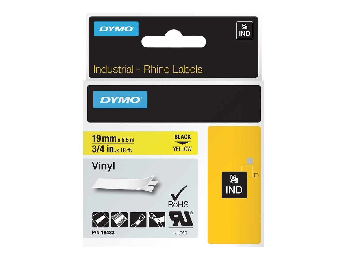 Dymo Rhinopro 3/4In Yellow Vinyl
