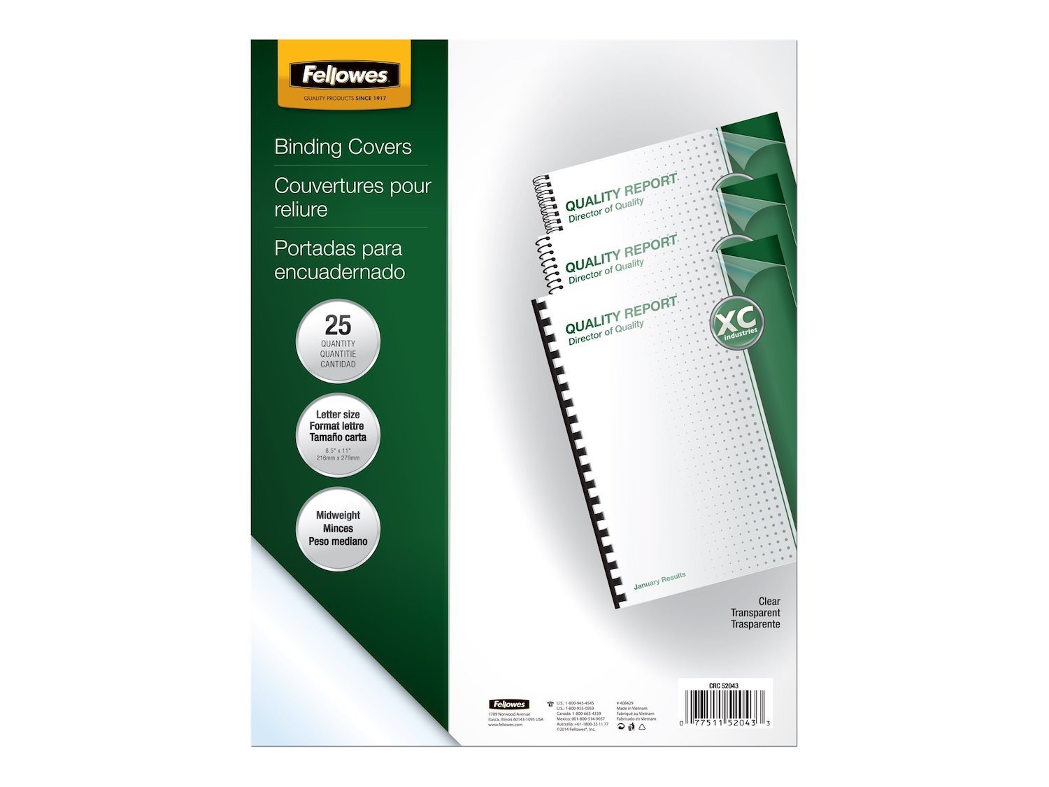 Fellowes 200PK Binding Covers Crystals