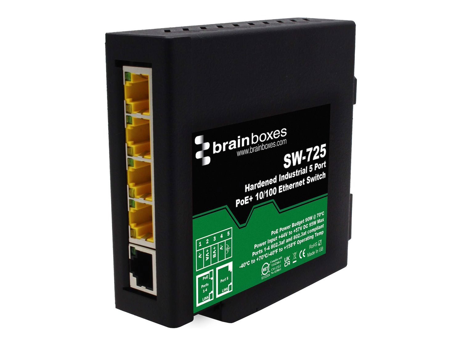 Brainboxes Hardened Ind 5 Port Poe 10/100