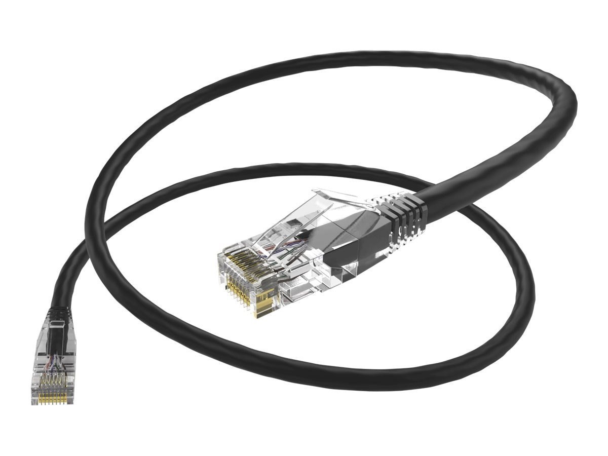 Unc Group Unc ClearFit Cat6 Patch Cable, Snagless, Black, 6In