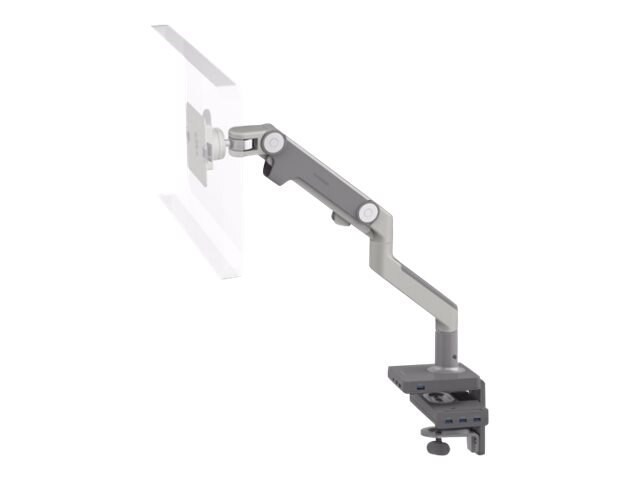 Humanscale M8 Arm With M/Connect Dock With Integrated Clamp Mount, Silver Witih Gray Trim