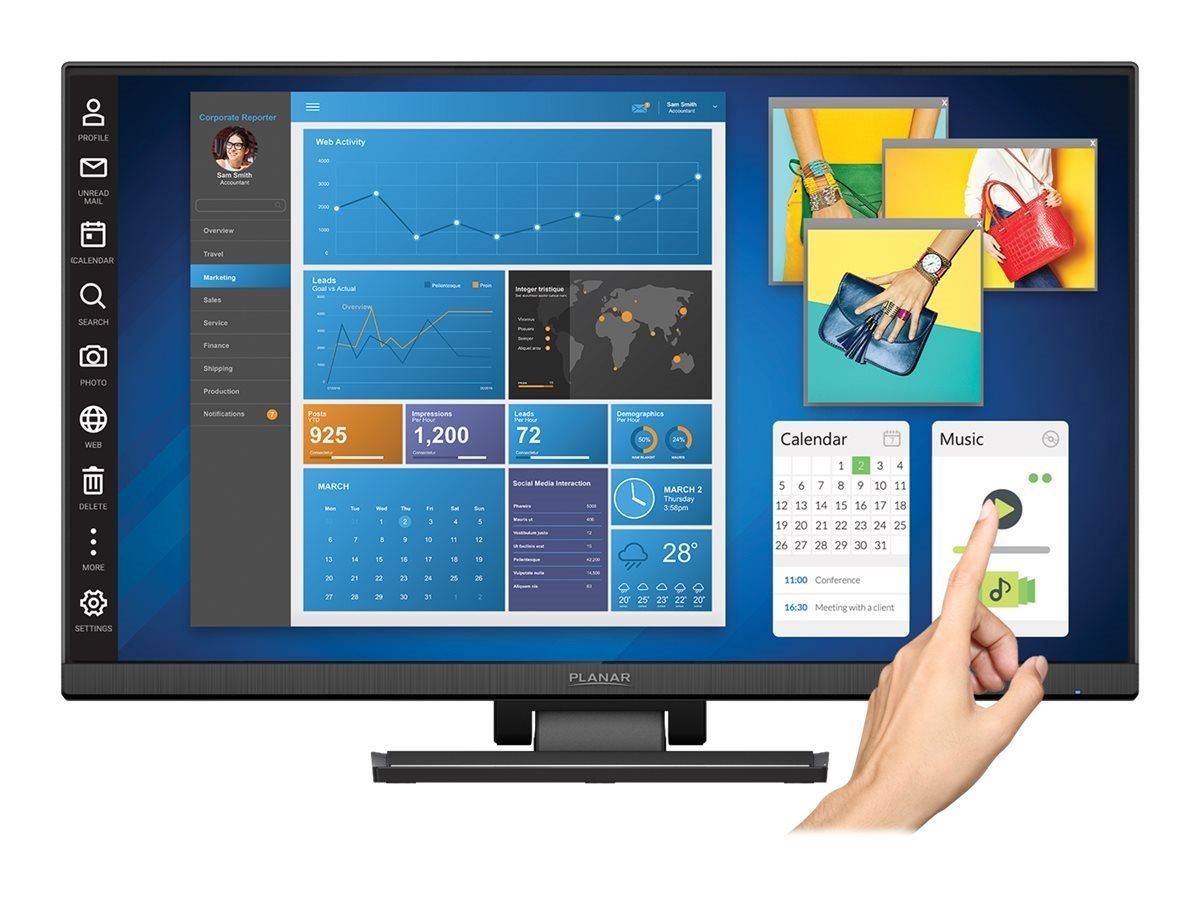 Planar Systems Planar 23.8" PCT2435 Full HD Led-Lcd Touchscreen Monitor, Black
