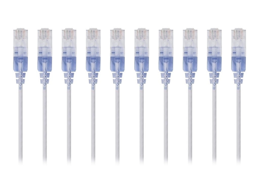 Monoprice Cat6a Utp 30Awg 10G Pure Bare Copper Snagless Patch Cable, White, 2FT, 10-Pack