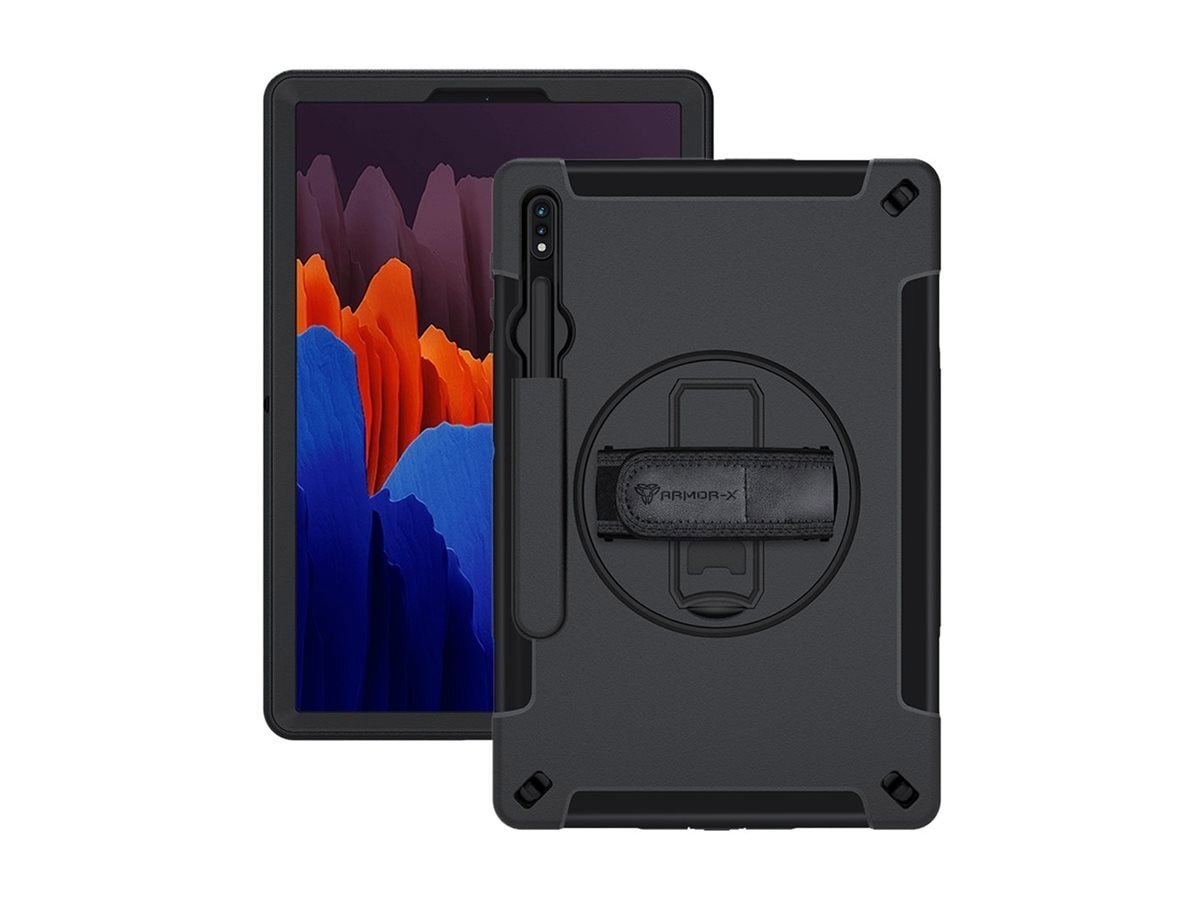 Armor-X Rugged Case W/ Hand Strap, Kick-Stand, Shoulder Strap For Galaxy Tab S7 (T970, T975, T967B)