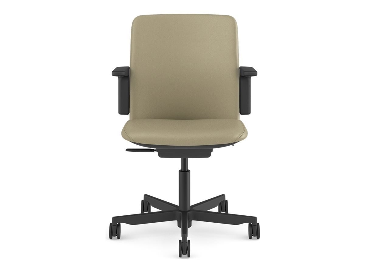 Humanscale Path Task Chair W/ Adjustable Duron Arms, Black Frame, Corvara Mineral/Vanilla Textile