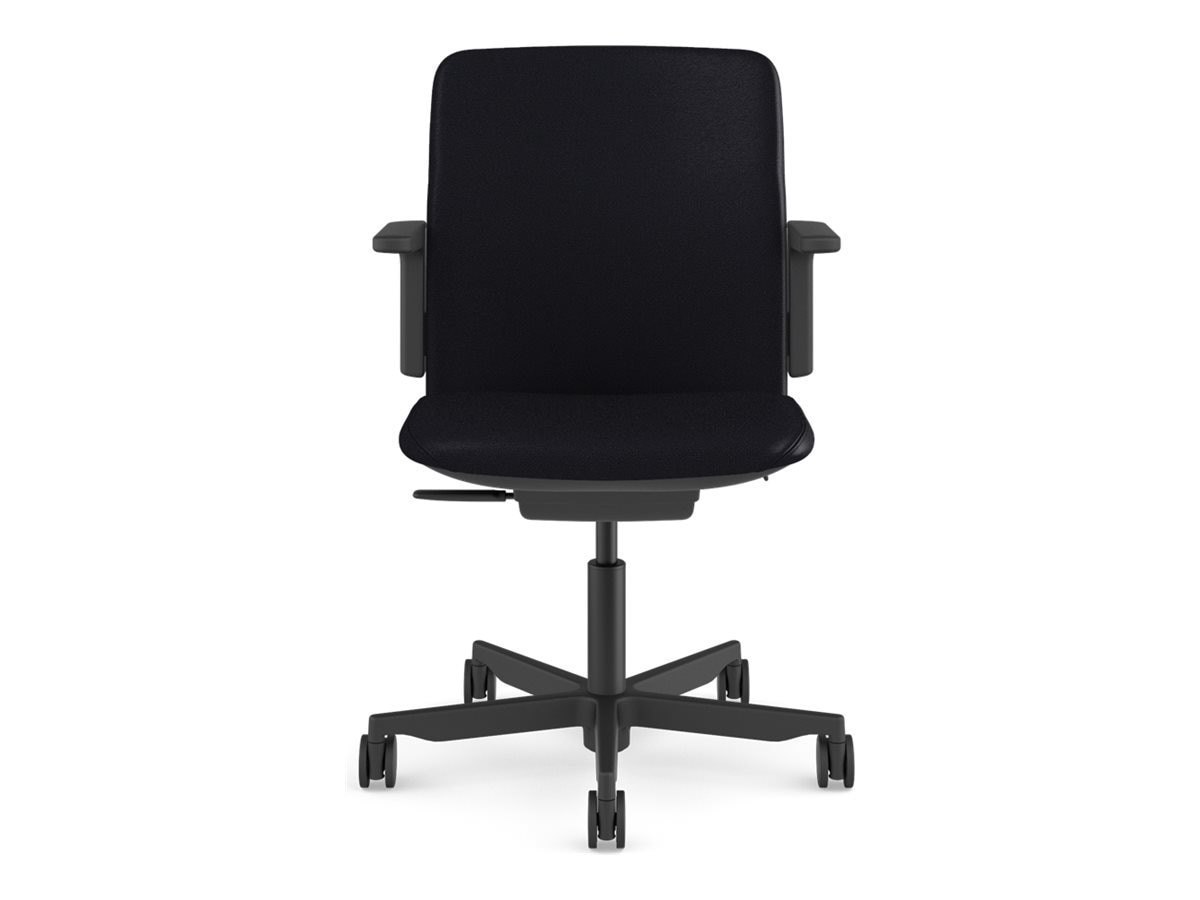 Humanscale Path Task Chair W/ Fixed Duron Arms, Black Frame, Corvara Midnight/Light Grey Textile